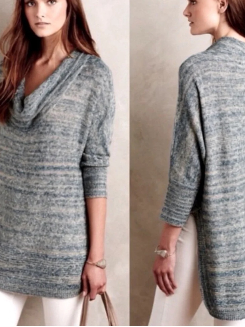 Anthropologie sweater cowl neck field flower small